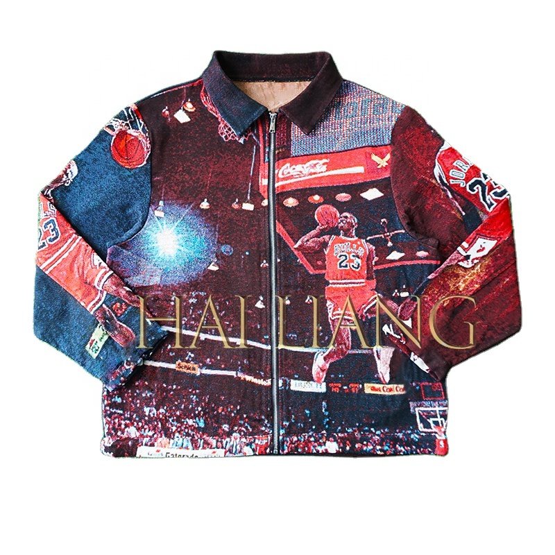New Spring Fall Tapestry Zipup Jacket For Men Fashion Streetwear Basketball Wear Casual Plus Size Men's Jackets
