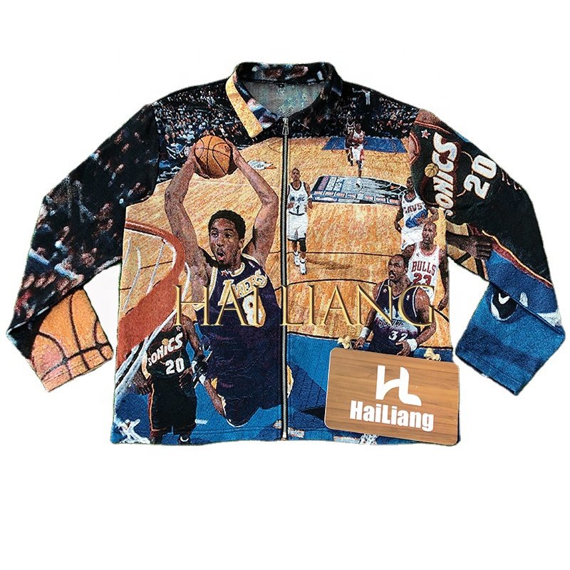 New Spring Fall Tapestry Zipup Jacket For Men Fashion Streetwear Basketball Wear Casual Plus Size Men's Jackets