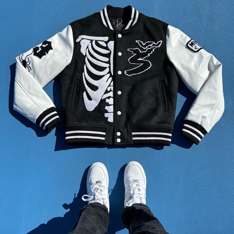 Custom Varsity Men's Jackets Chenille Embroidery Fashion Casual Sports Winter Down Leather Vintage Jacket For Men