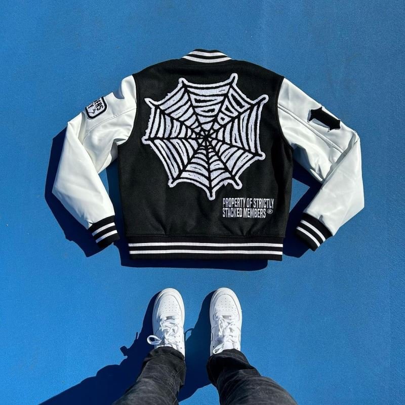 Custom Varsity Men's Jackets Chenille Embroidery Fashion Casual Sports Winter Down Leather Vintage Jacket For Men