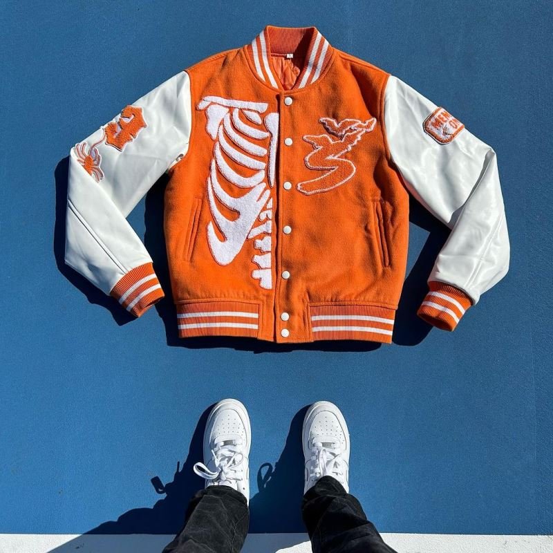 Custom Varsity Men's Jackets Chenille Embroidery Fashion Casual Sports Winter Down Leather Vintage Jacket For Men