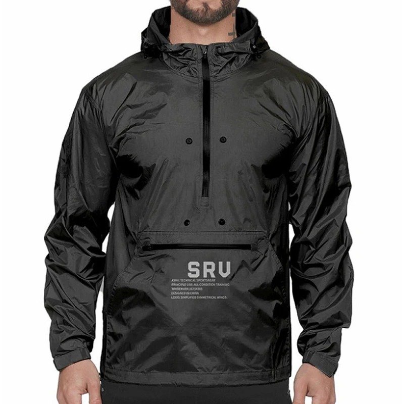 New Autumn Mens Running Jacket Sports Hooded Outdoor Gym Sports Coats Quick Dry Windbreaker Jackets mens anorak windbreaker