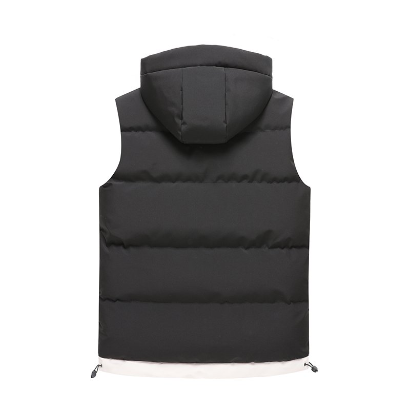 Autumn and winter casual vest hooded sleeveless jacket men's thickened warm custom bubble puffer gilet vest with pocket