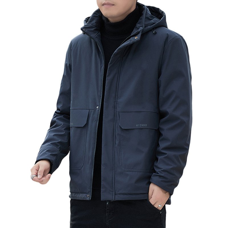 Winter jacket Men's plush, thickened and warm Middle aged and elderly jacket Hooded windproof man men's coats