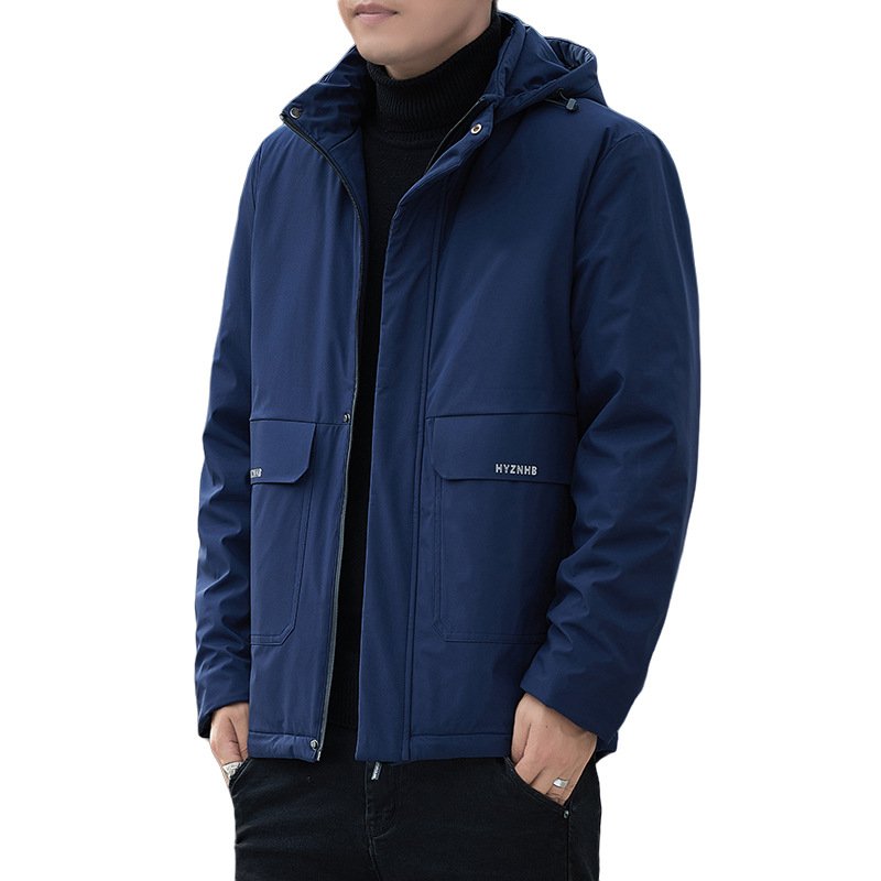 Winter jacket Men's plush, thickened and warm Middle aged and elderly jacket Hooded windproof man men's coats