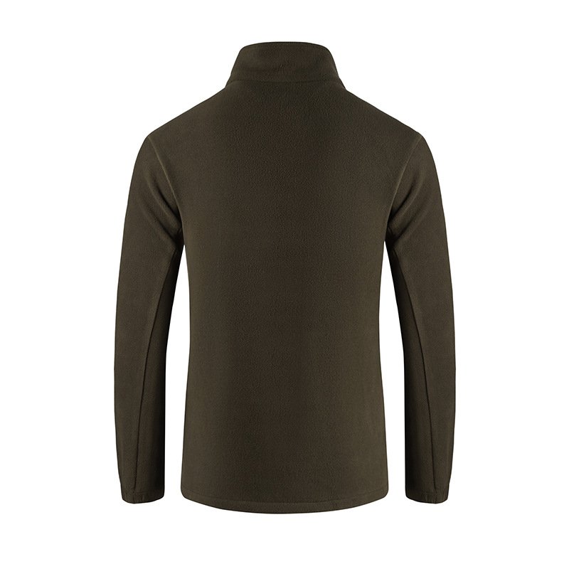 Men's Outdoor Sherpa Wool Fleece Jacket Yarn Dyed Zipper Closure Windproof Zipper Pocket Windproof Patch Outdoor Fleece Jacket