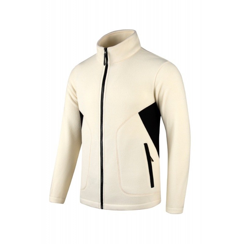 Men's Outdoor Sherpa Wool Fleece Jacket Yarn Dyed Zipper Closure Windproof Zipper Pocket Windproof Patch Outdoor Fleece Jacket