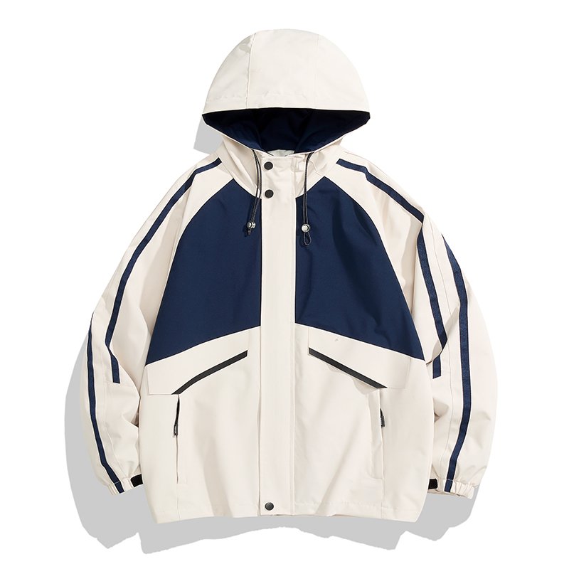 Fashionable Big and Tall Men's Plus Size Outdoor Soft Shell Jackets with Custom Logo Two-tones Hooded Zip-up Jacket