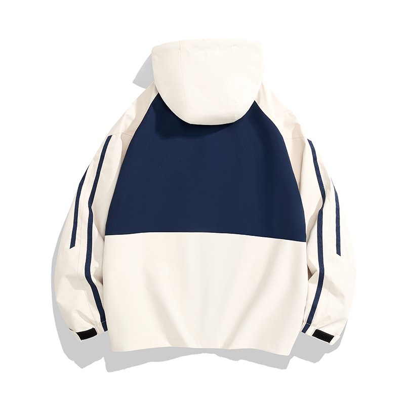 Fashionable Big and Tall Men's Plus Size Outdoor Soft Shell Jackets with Custom Logo Two-tones Hooded Zip-up Jacket