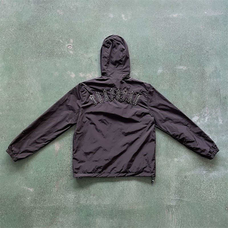 Men Trapstar Jacket Sportswear Irongate T Windbreaker-Black Top Quality Embroidered Letters Men's Zipper Sun Protection