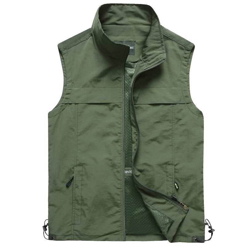 Men's Stand Collar Outdoor Fishing Sleeveless Jackets with Mesh Lining Spring Summer Custom Logo Waistcoat