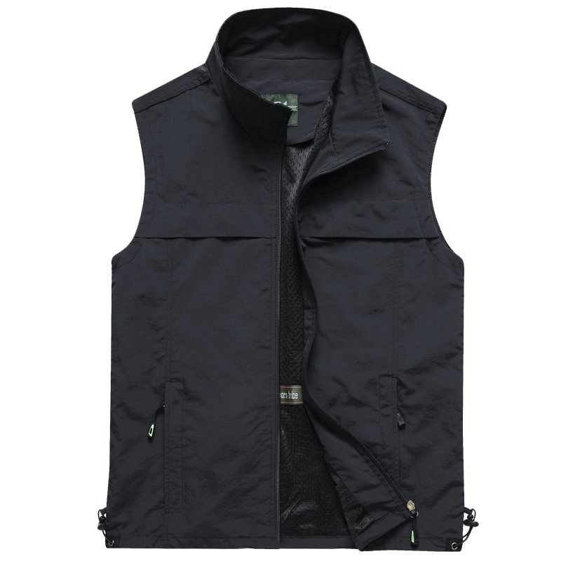 Men's Stand Collar Outdoor Fishing Sleeveless Jackets with Mesh Lining Spring Summer Custom Logo Waistcoat
