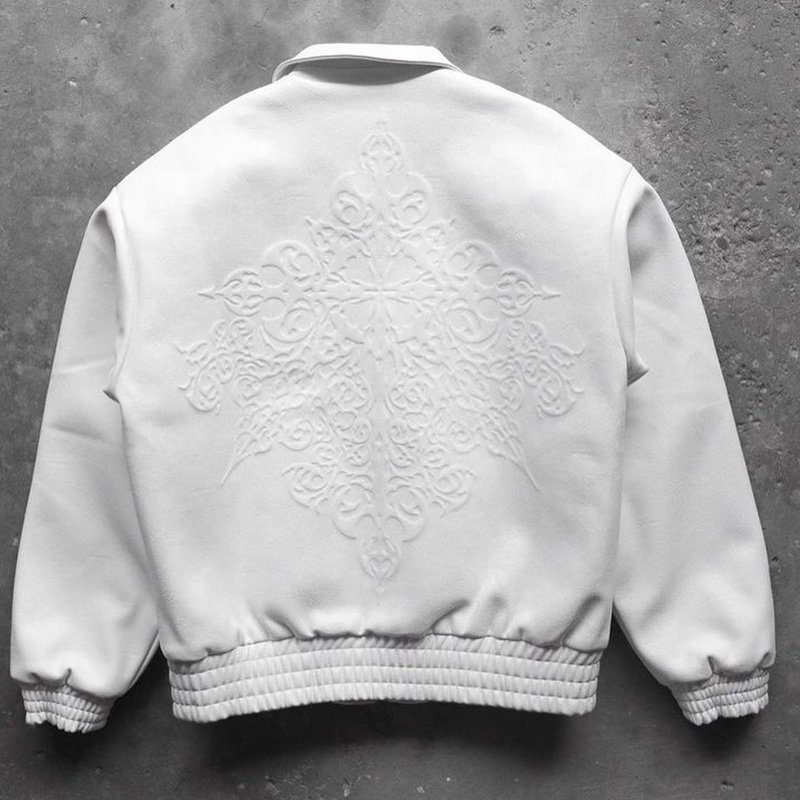 Wholesale Fashion Motorcycle Jacket For Men Manufacturer Custom Logo Embossed Men'S Genuine Leather Varisty Jacket