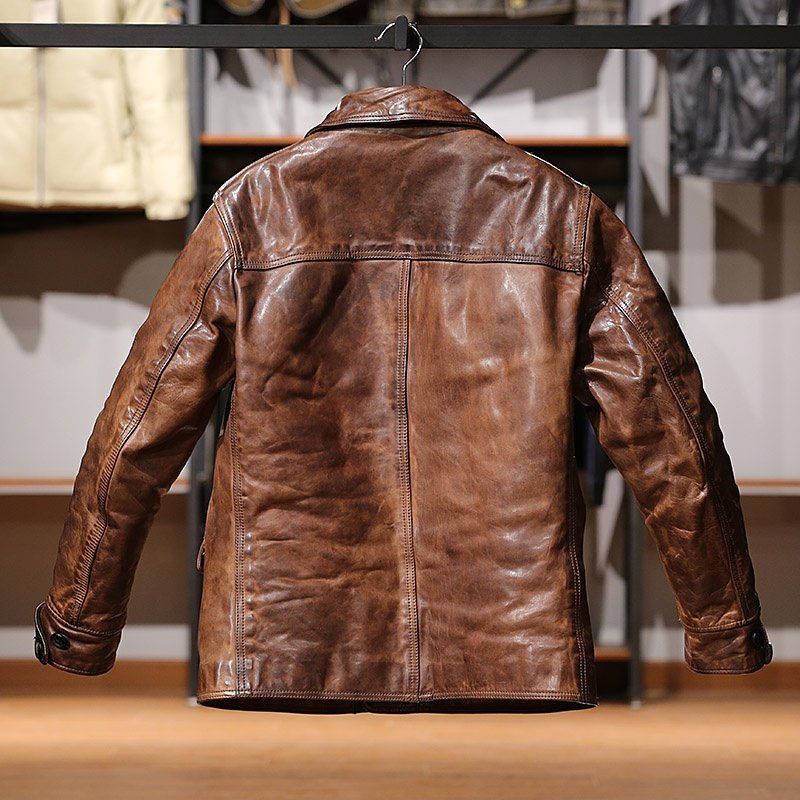 Wholesale Clothing Custom Mens Casual Windproof Jacket Men's High Quality Fashion Genuine Horse skin Leather jackets