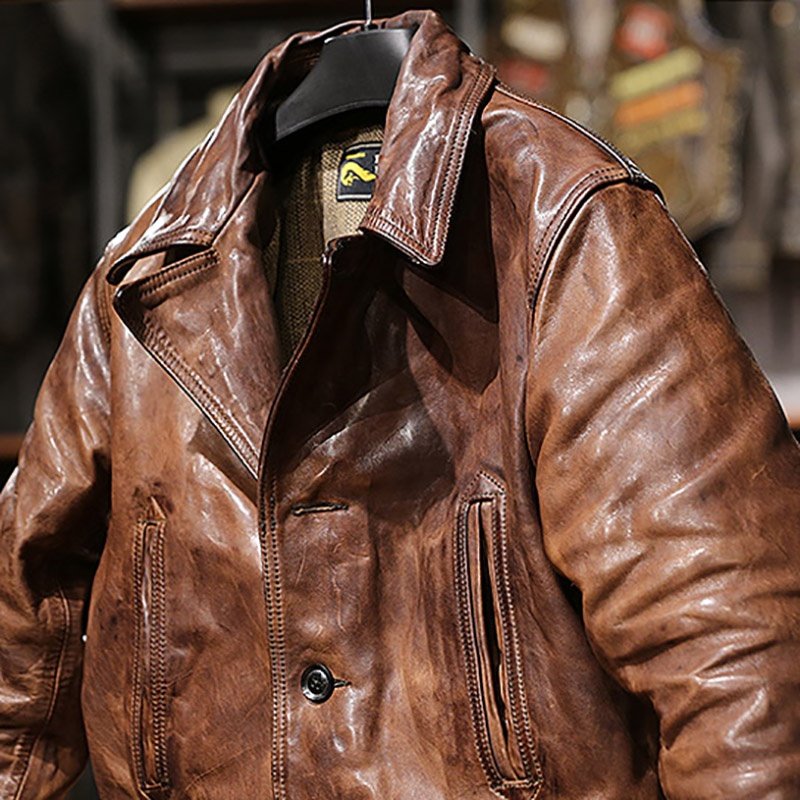 Wholesale Clothing Custom Mens Casual Windproof Jacket Men's High Quality Fashion Genuine Horse skin Leather jackets
