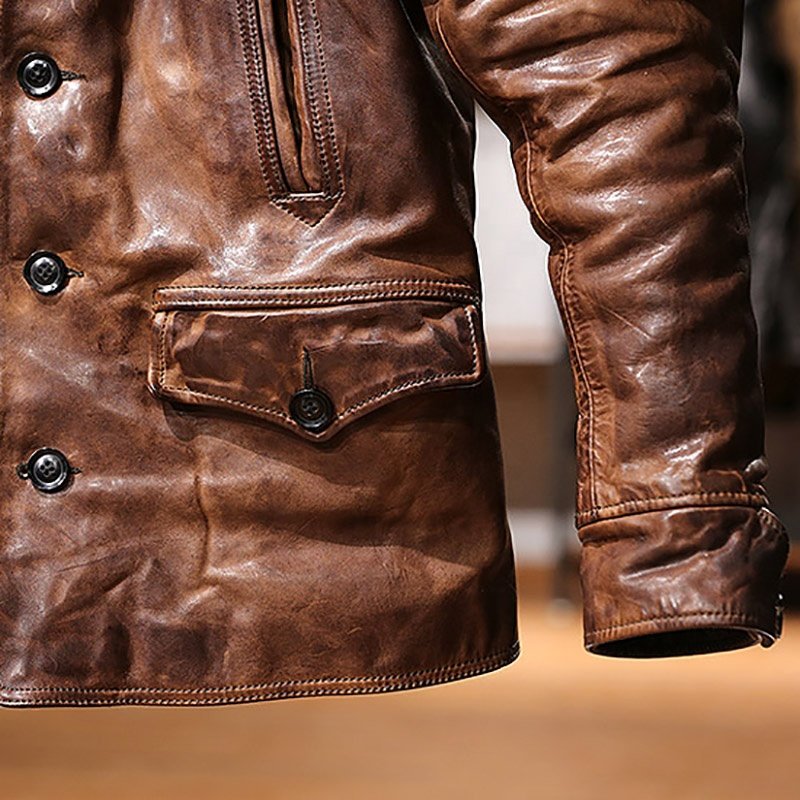 Wholesale Clothing Custom Mens Casual Windproof Jacket Men's High Quality Fashion Genuine Horse skin Leather jackets