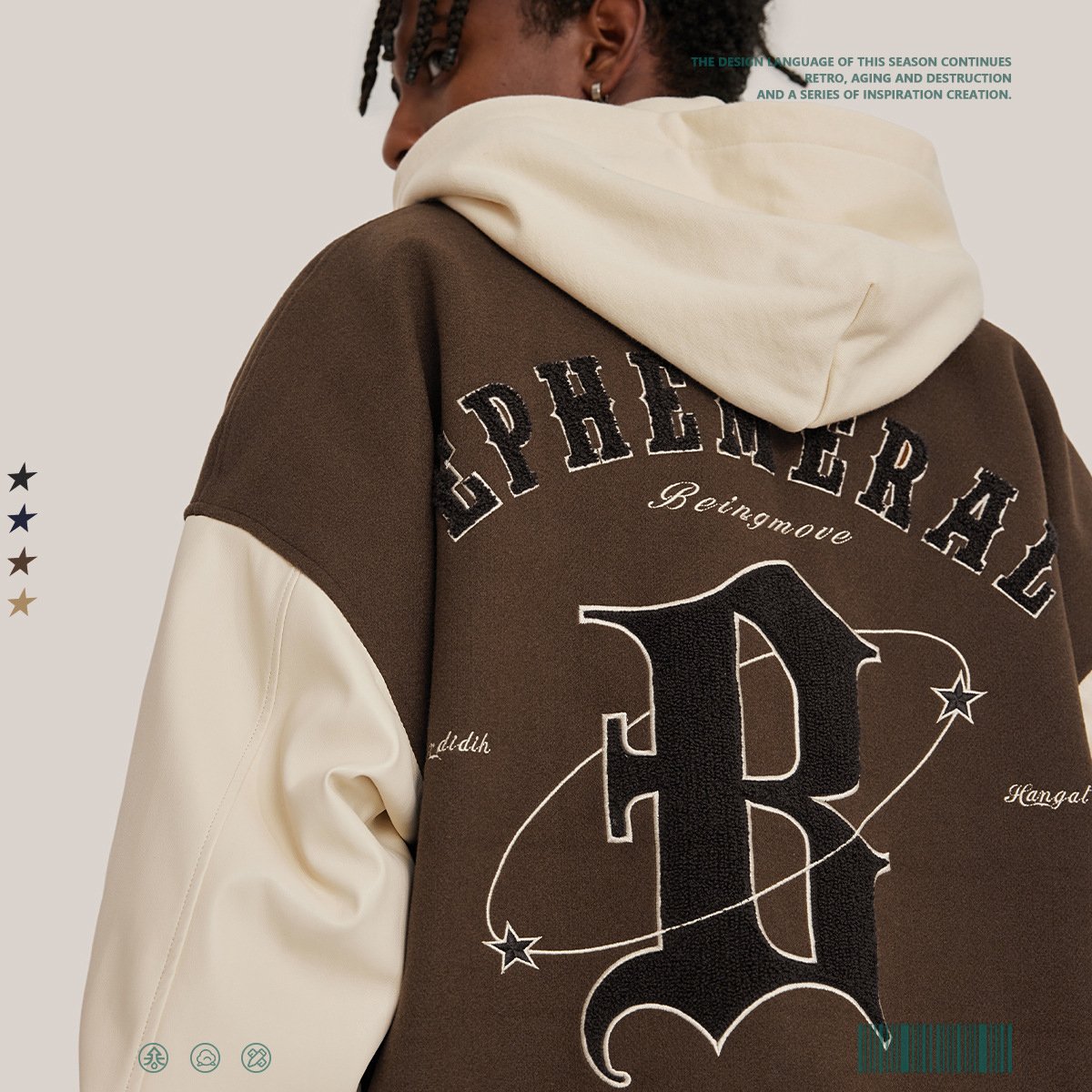 2022 Custom Logo Leather Sleeves Embroidery Black Couple College Baseball Men's Jacket Letterman Light Blue Varsity Jacket