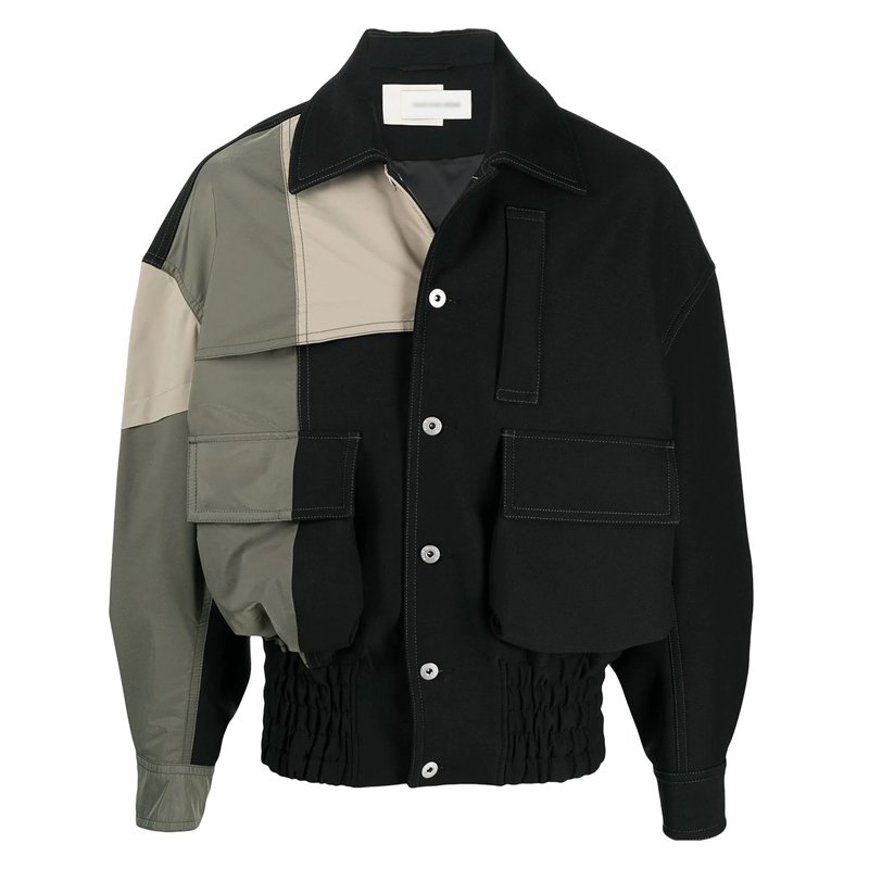 Wholesale customized logo stitching color matching pilot jacket men's elastic band coat cardigan