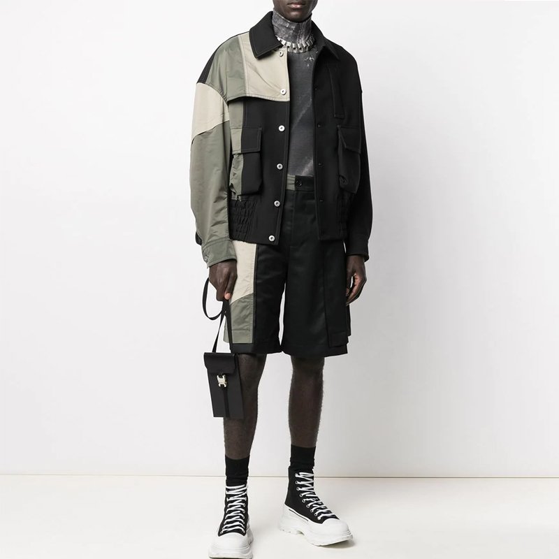 Wholesale customized logo stitching color matching pilot jacket men's elastic band coat cardigan