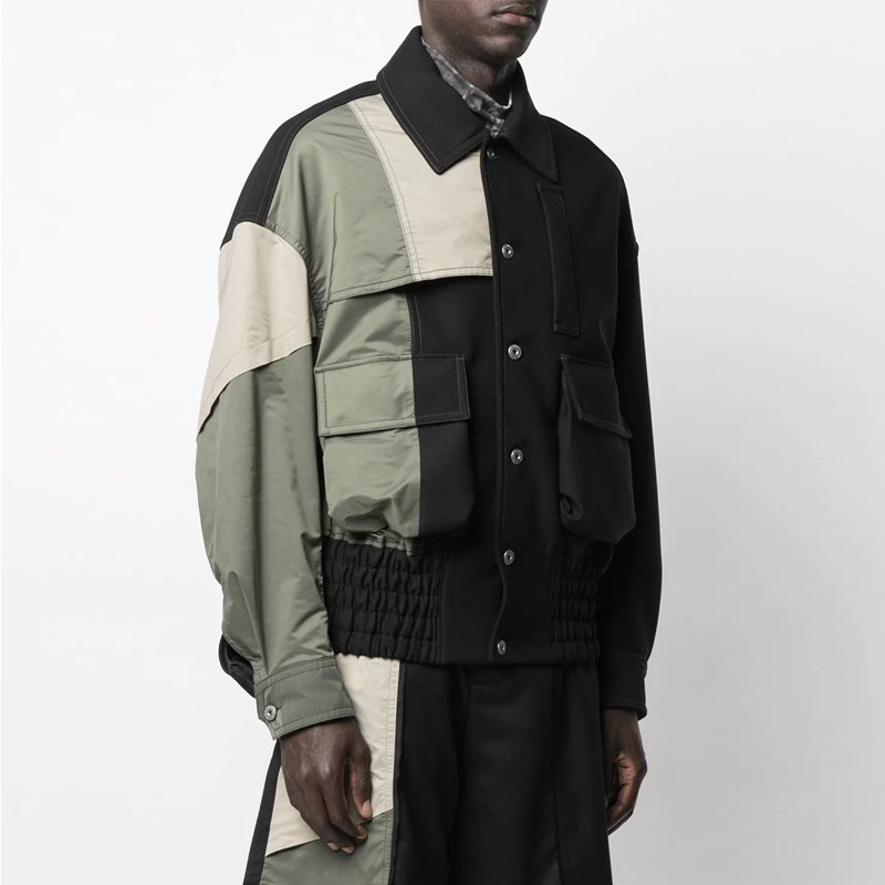 Wholesale customized logo stitching color matching pilot jacket men's elastic band coat cardigan