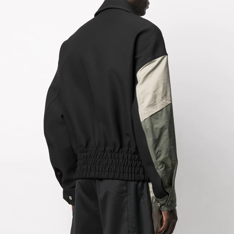 Wholesale customized logo stitching color matching pilot jacket men's elastic band coat cardigan