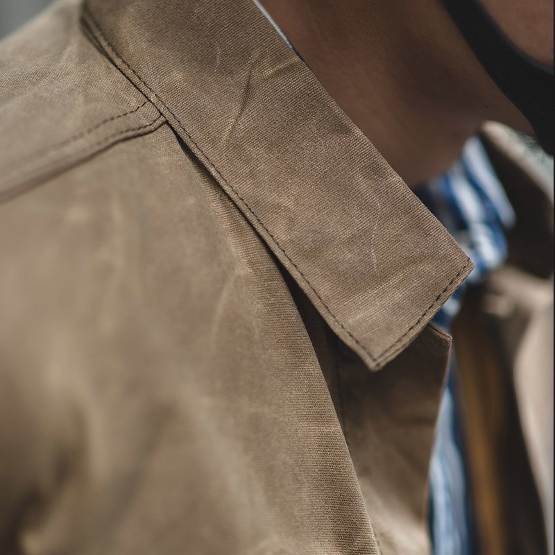 American tooling Lapel canvas oil wax jacket men's Khaki coat style men's hard style loose