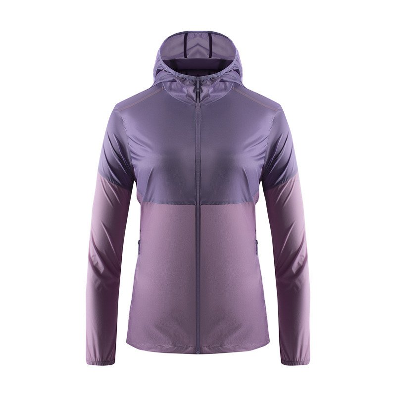 Sun Proof Men's Skin Jacket Patchwork Lightweight Windbreaker Jacket Hooded Zipper Outdoor Active Summer Sun Protective Jacket