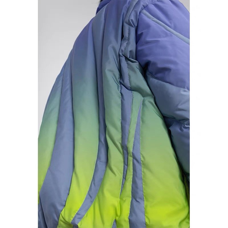 Luxury custom design all over full printing gradient men bubble jackets oem cotton padded fashion winter puffer jacket