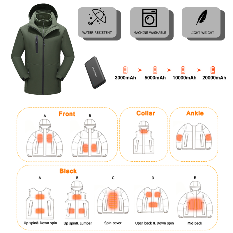 Custom Men Water Resistant Hiking Top Quality Zipper Soft Shell Camping Heat Softshell Watr With Hood Men's Jackets