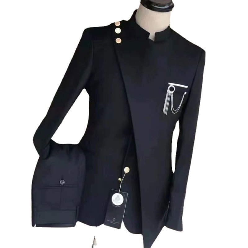 XXS-7XL casual Men Suits Stand Collar Costume Homme Wedding Tuxedos Groom Prom Slim Fit Blazer 2 Pieces Jacket+Pant