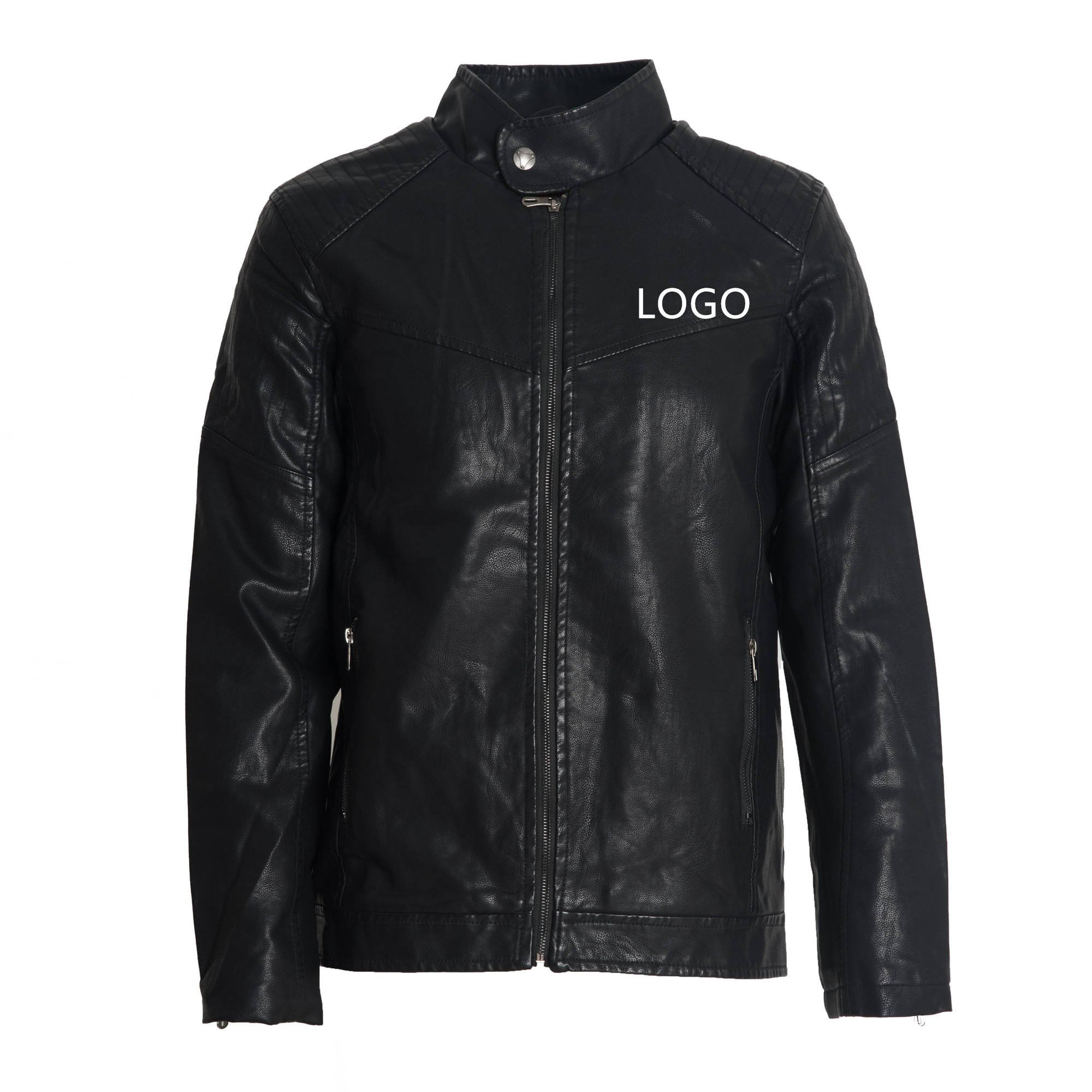 Customized Men Latest Design Brand Fashion Black Men's Bike Motor Leather Jacket 2023