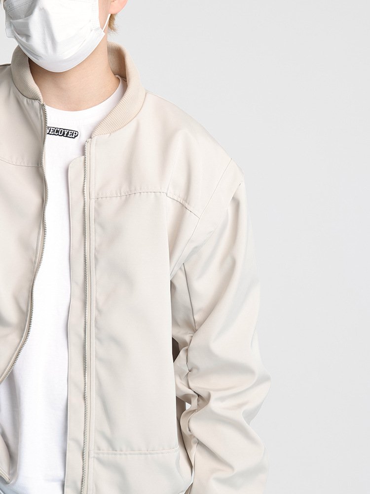 Wholesale men's jacket coat slim side slit pocket higher quality solid color casual sportswear youth zipper jacket