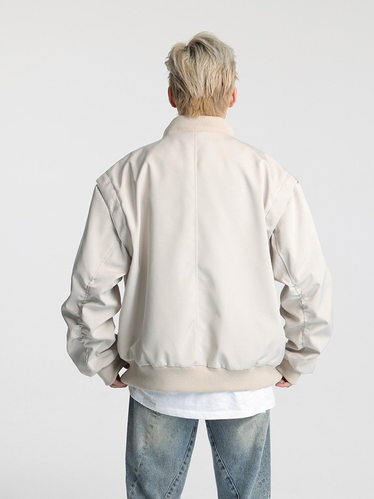 Wholesale men's jacket coat slim side slit pocket higher quality solid color casual sportswear youth zipper jacket