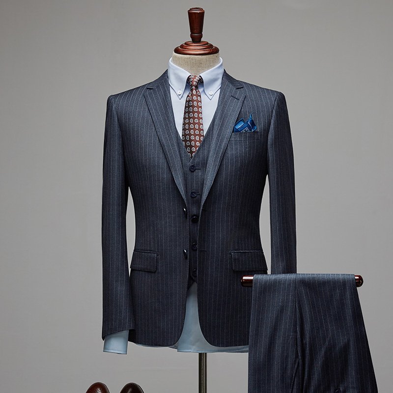 Made to Measure Handmade Luxury Quality Satin Lapel Business Suit Single Breasted Suit Men Suits 3 pieces