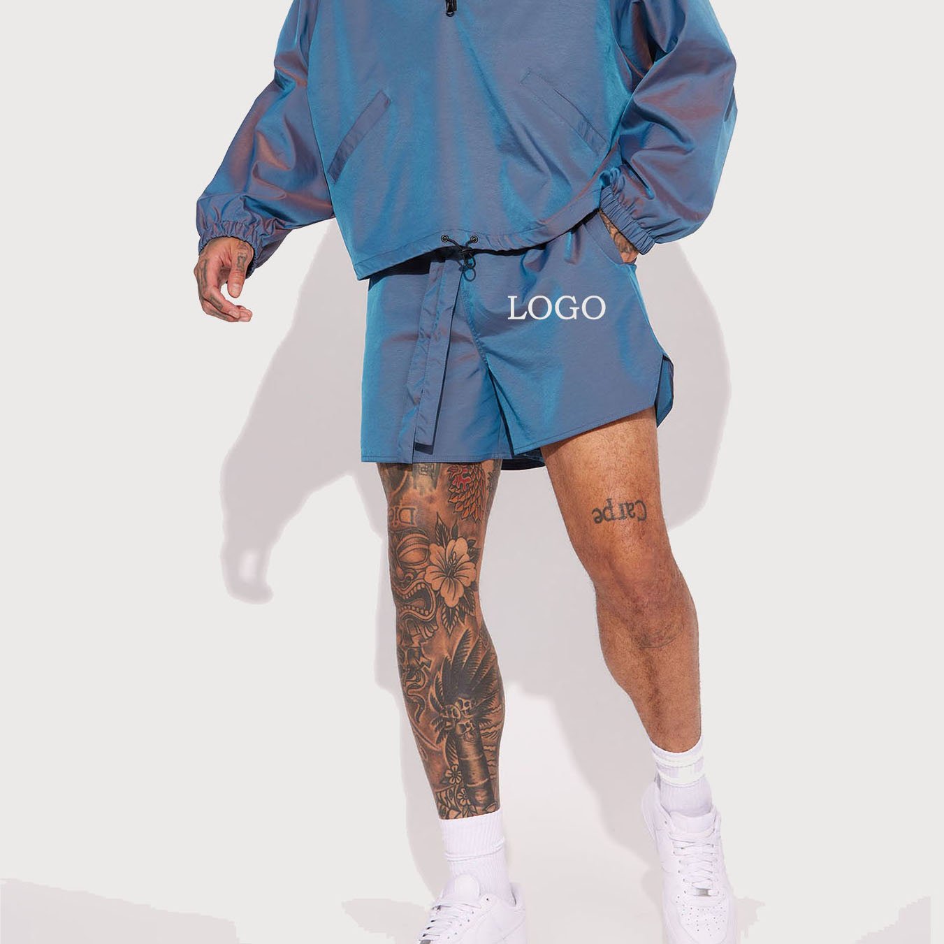men's spring jackets sport wear jacket and shorts set men nylon tracksuit