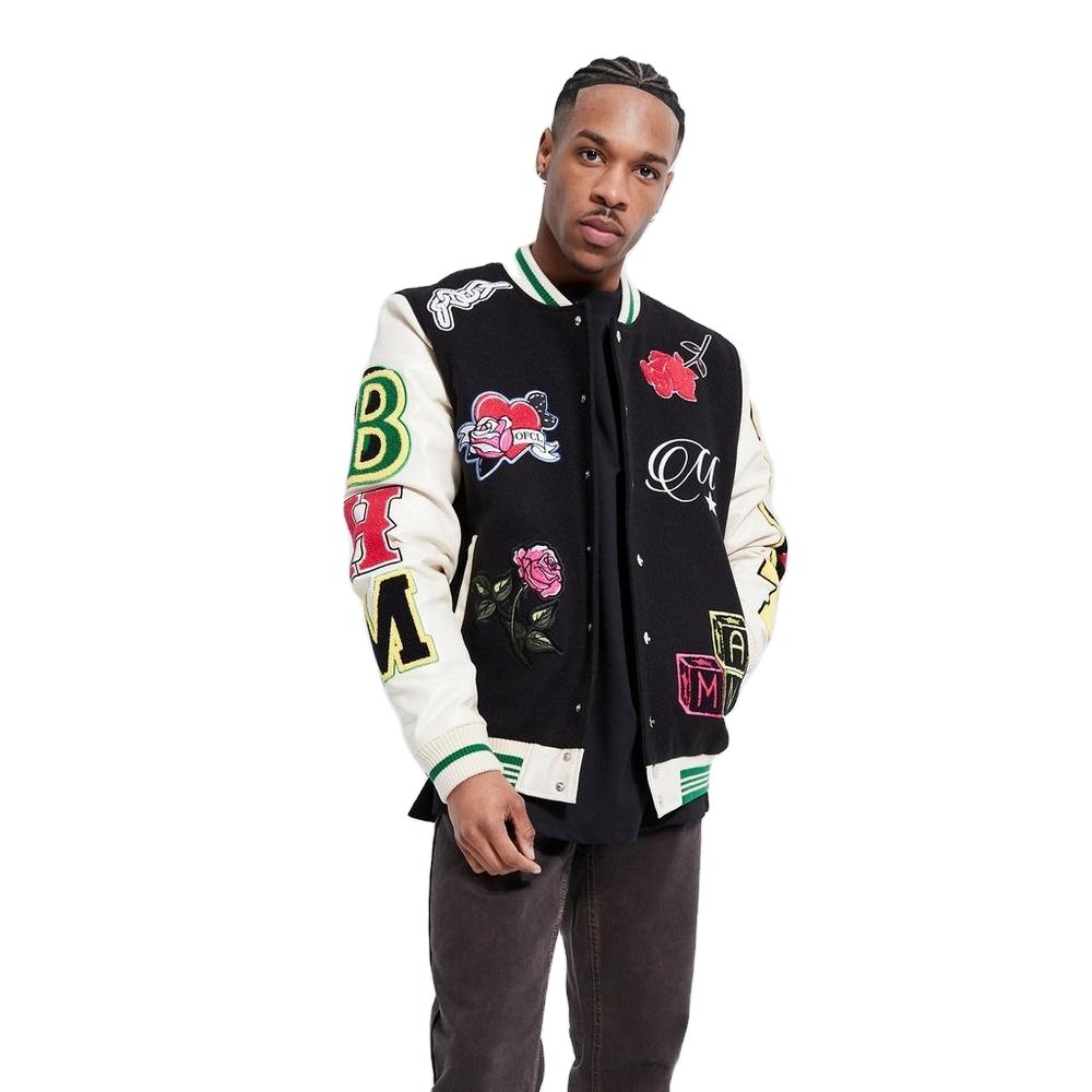 New Wholesale 2024 Custom Men's Winter Jacket Leather Sleeves Letterman Varsity Jackets For men winter wear