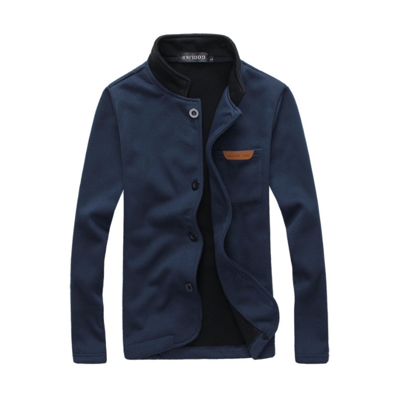 Cotton long sleeve single button mens spring jacket stand collar casual thinny men's varsity jackets