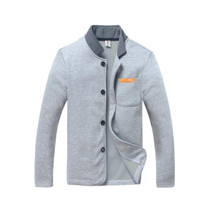 Cotton long sleeve single button mens spring jacket stand collar casual thinny men's varsity jackets