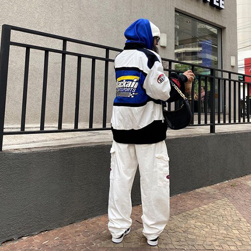 Men's jackets sports style printed casual long sleeved biker jacket windbreaker motorcycle men's coats