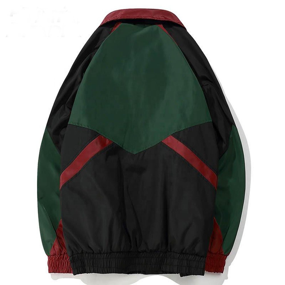 New Men's Color Block Windbreaker Jackets Hip Hop Loose Track Coat No Hood Jacket Street Wear