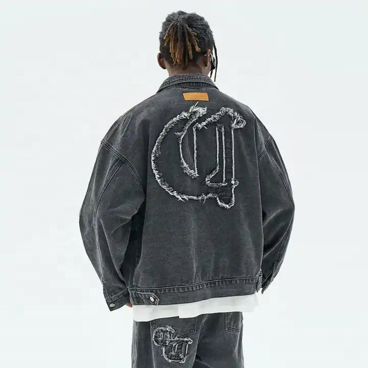 Custom High Quality Fashion Fall Vintage Men's Patch Embroidery Jackets Denim Mens Jean Jacket