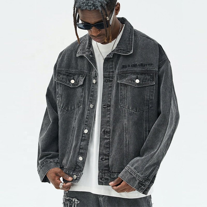 Custom High Quality Fashion Fall Vintage Men's Patch Embroidery Jackets Denim Mens Jean Jacket