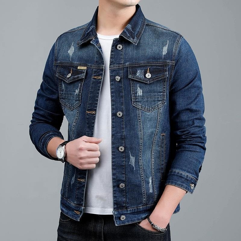 2023 Spring New Men's Casual Cotton Denim Jacket Classic Style Fashion Slim Washed Retro Blue Jeans Coat Male Brand Clothing