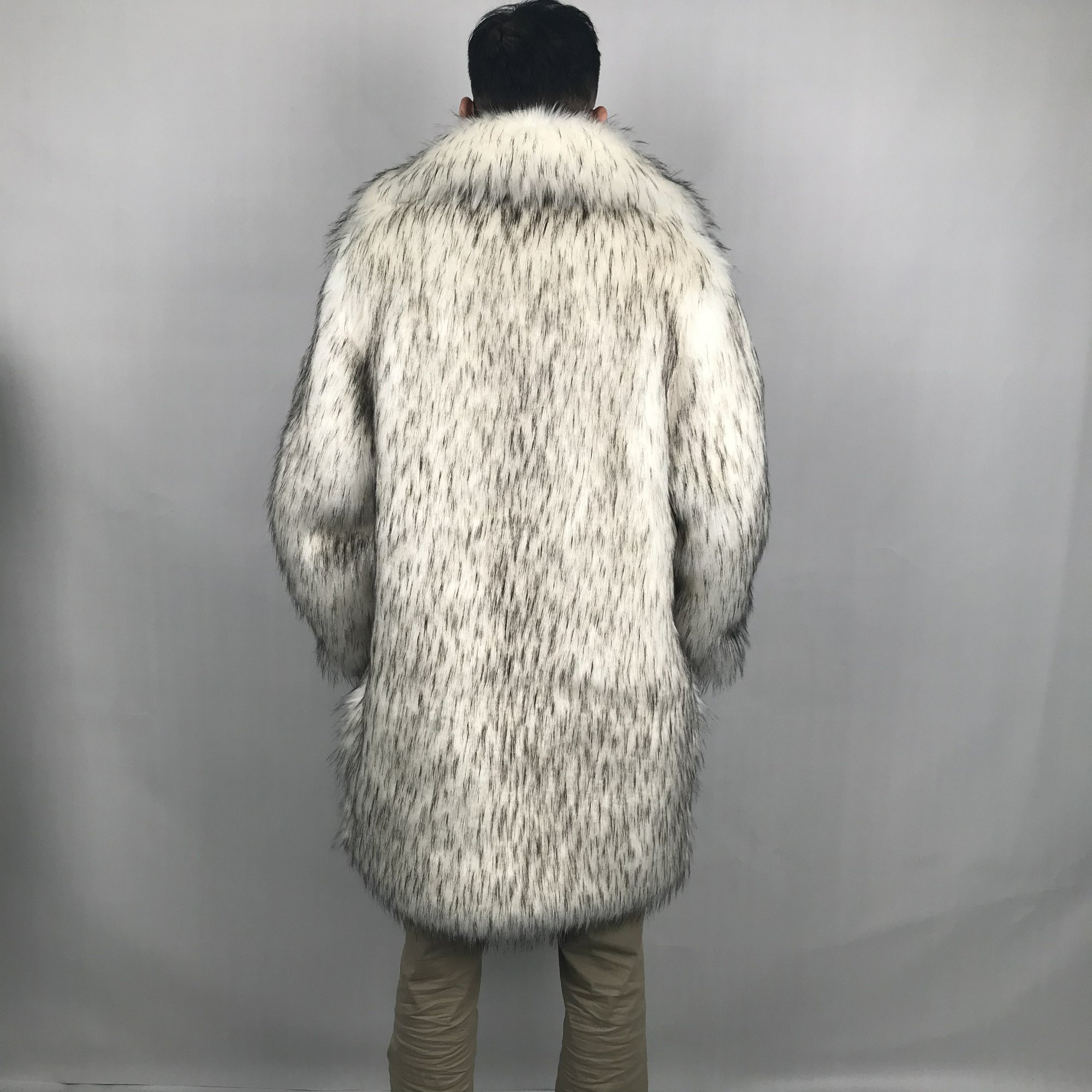custom plus size men's coats&outwears modest winter jackets with big collar fluffy long big collar faux fur coat for men