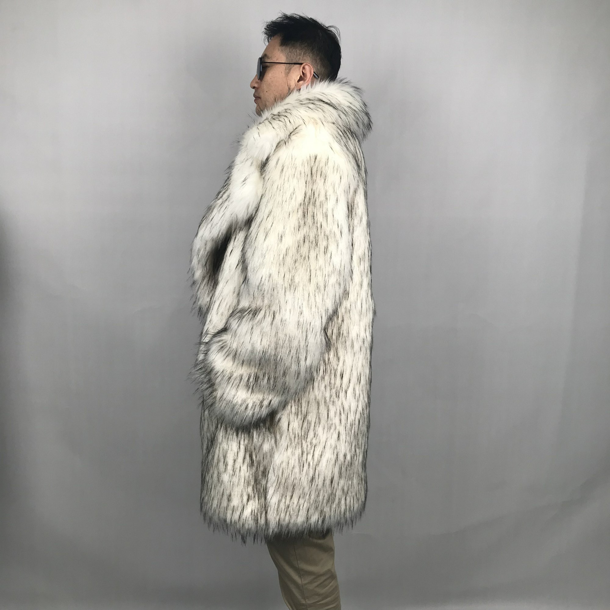 custom plus size men's coats&outwears modest winter jackets with big collar fluffy long big collar faux fur coat for men