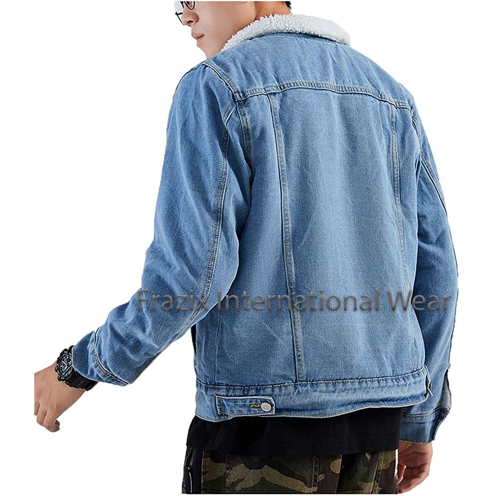 Unisex blue jean two piece set allover jacquard print custom denim jeans and jackets sets for men