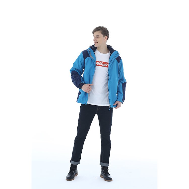 With hood waterproof zipper men's jacket Men's rain coats with hood and pockets