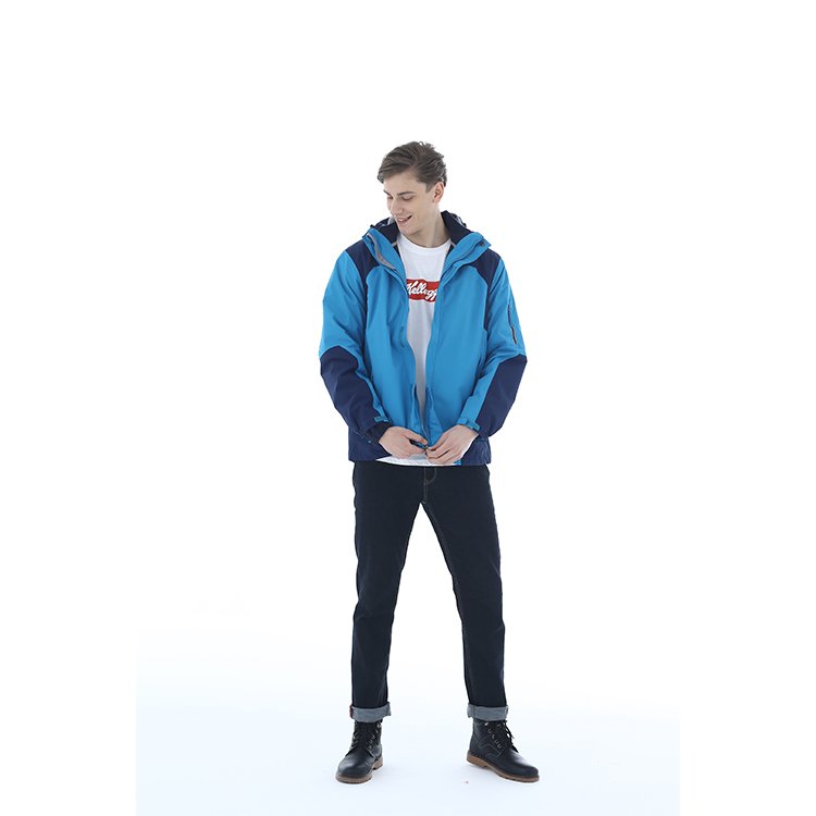With hood waterproof zipper men's jacket Men's rain coats with hood and pockets