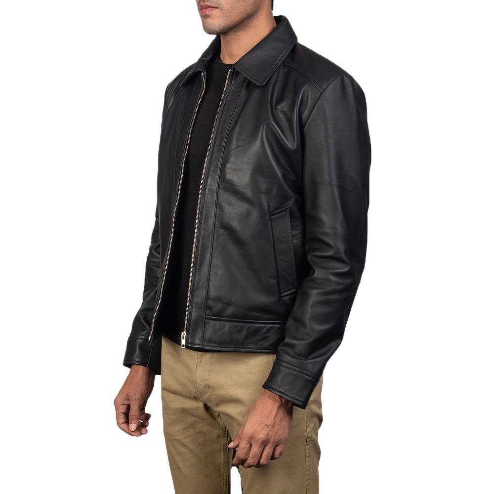 New Arrival Durable Men's Fashion Leather Jacket with High Quality Stand Collar and Full Sleeves for Winter Made in Pakistan