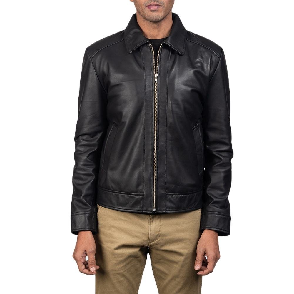 New Arrival Durable Men's Fashion Leather Jacket with High Quality Stand Collar and Full Sleeves for Winter Made in Pakistan